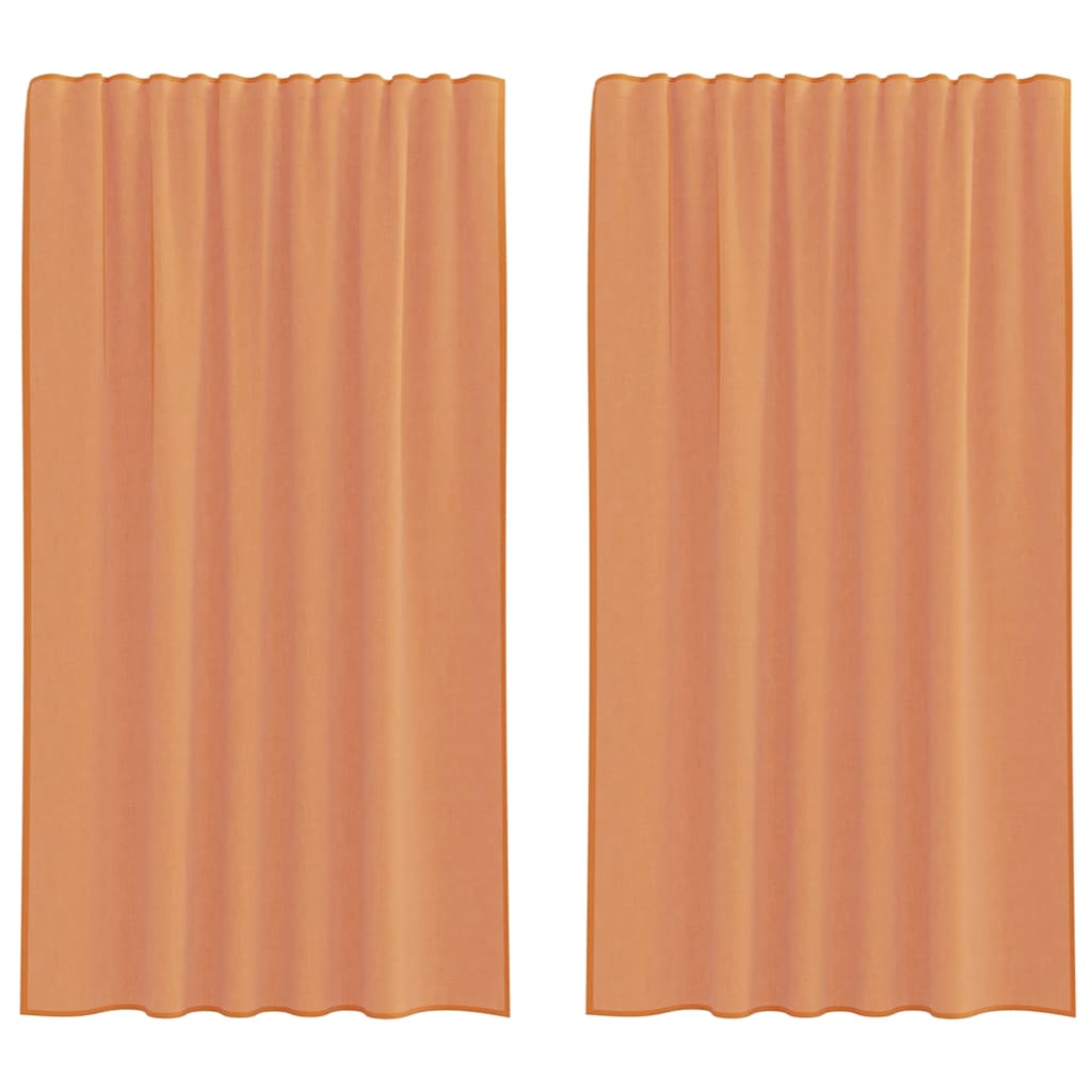 2 db terrakotta voile függönyök rúd zsebekkel
