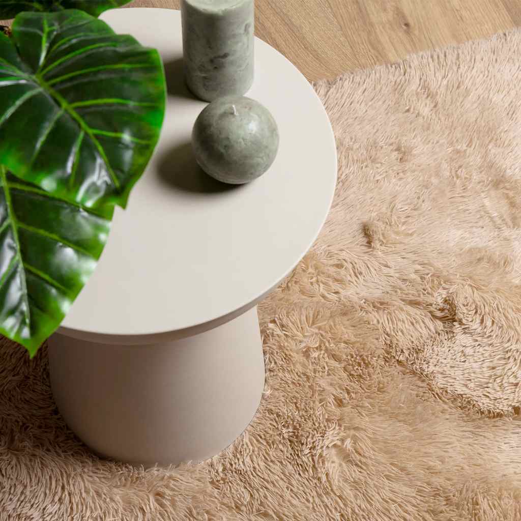 Bézs poliészter hosszú szálú navarra bozontos szőnyeg 240x240cm