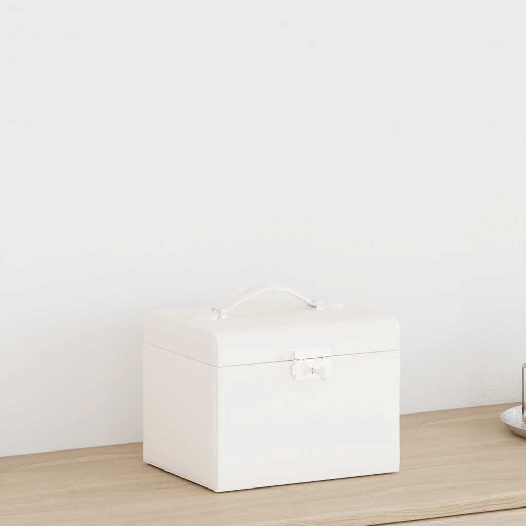 Ékszerdoboz 4 rétegű tükörrel zárható fehér 22,5x17,5x16,5 cm