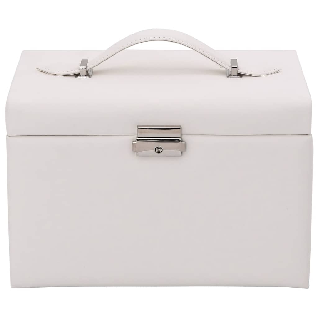 Ékszerdoboz 4 rétegű tükörrel zárható fehér 22,5x17,5x16,5 cm