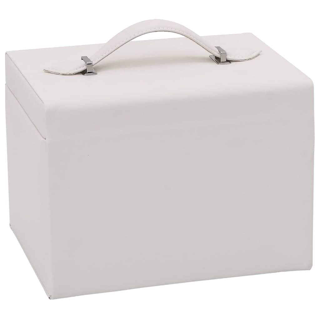 Ékszerdoboz 4 rétegű tükörrel zárható fehér 22,5x17,5x16,5 cm