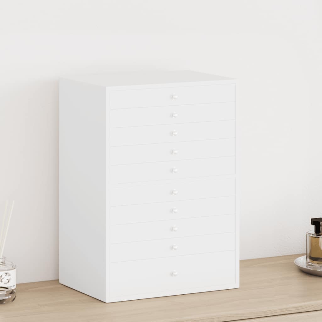 10 rétegű ékszerdoboz óratartókkal fehér 29x20,5x40,5 cm