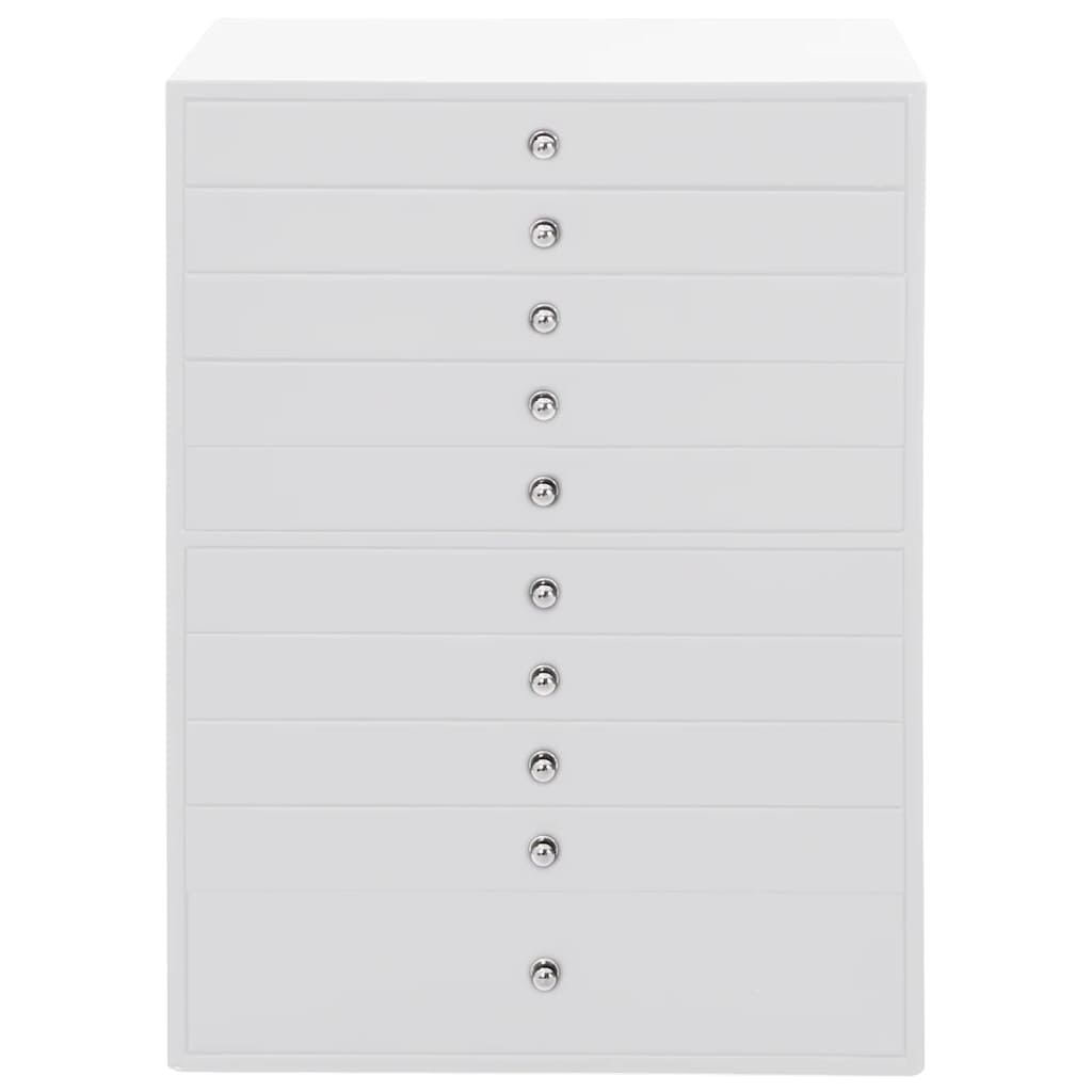 10 rétegű ékszerdoboz óratartókkal fehér 29x20,5x40,5 cm