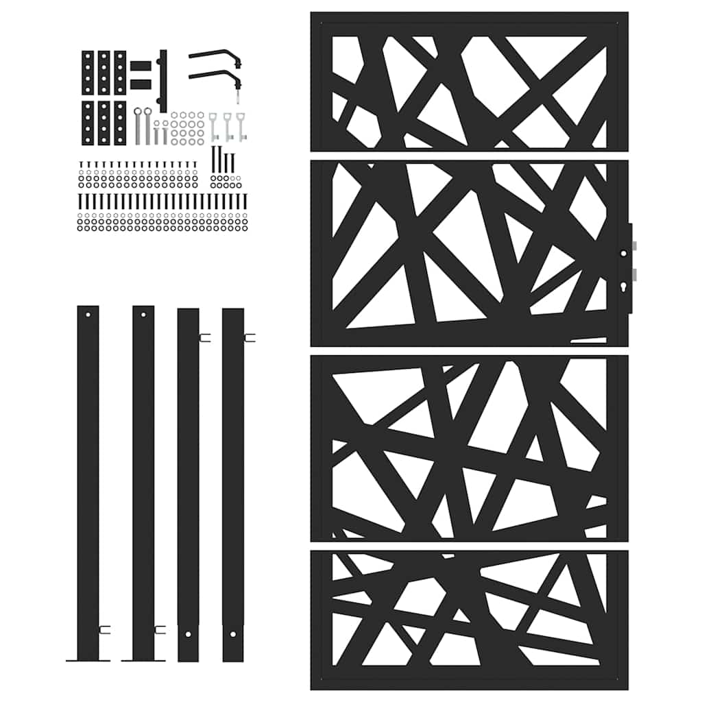 Kerti kapu fekete 105x180 cm acél könnyűszerkezetes kivitelben