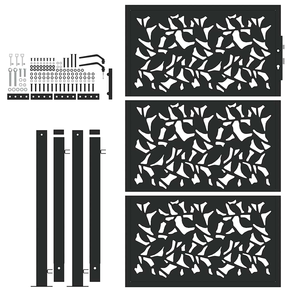 Kerti kapu fekete 105x155 cm acél szárnyas kivitelben