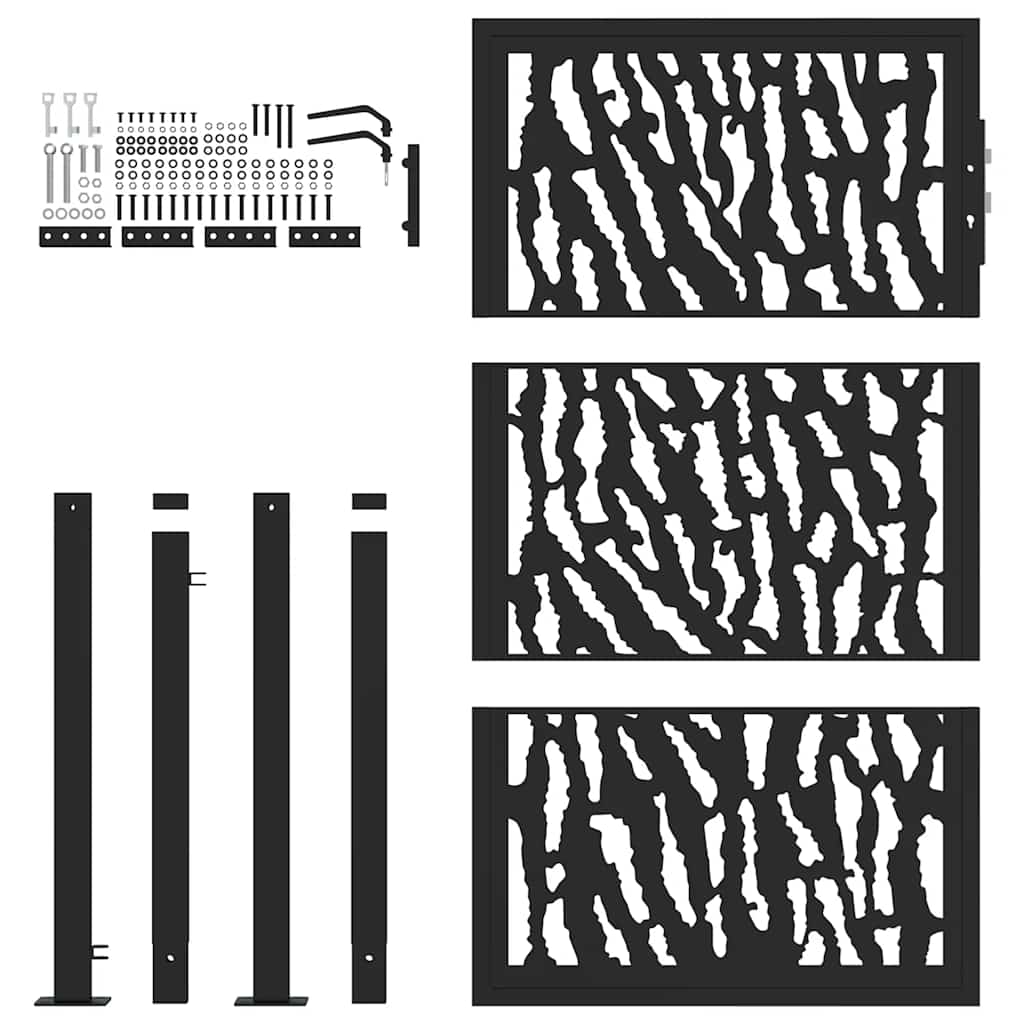 Kerti kapu fekete 105x155 cm acél nyomvonalas kivitelben