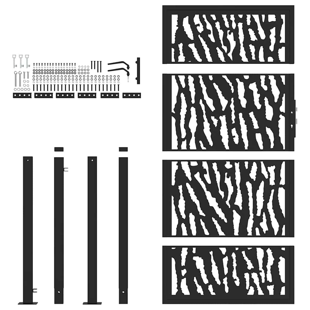 Kerti kapu fekete 105x180 cm acél nyomvonalas kivitelben