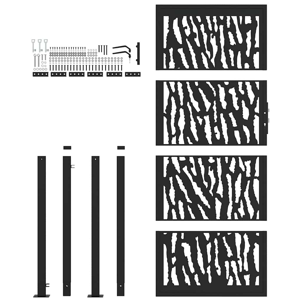 Kerti kapu fekete 105x205 cm acél nyomvonalas kivitelben