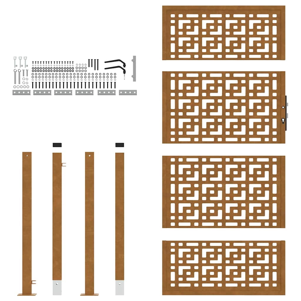 Kerti kapu 105x180 cm időjárásálló acél kereszt kialakítású