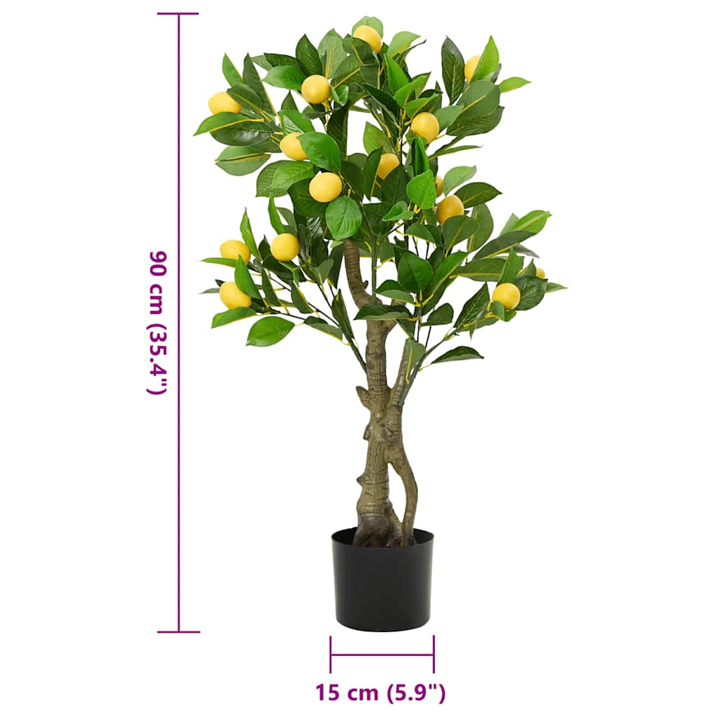 Zöld mesterséges citromfa 234 levéllel 90 cm
