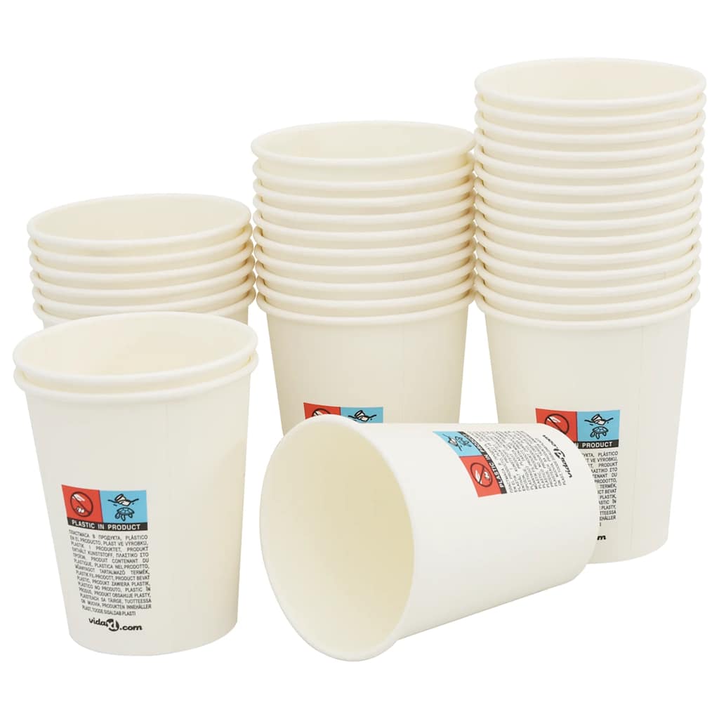 1000 db fehér papír kávéscsészék 8oz 200ml