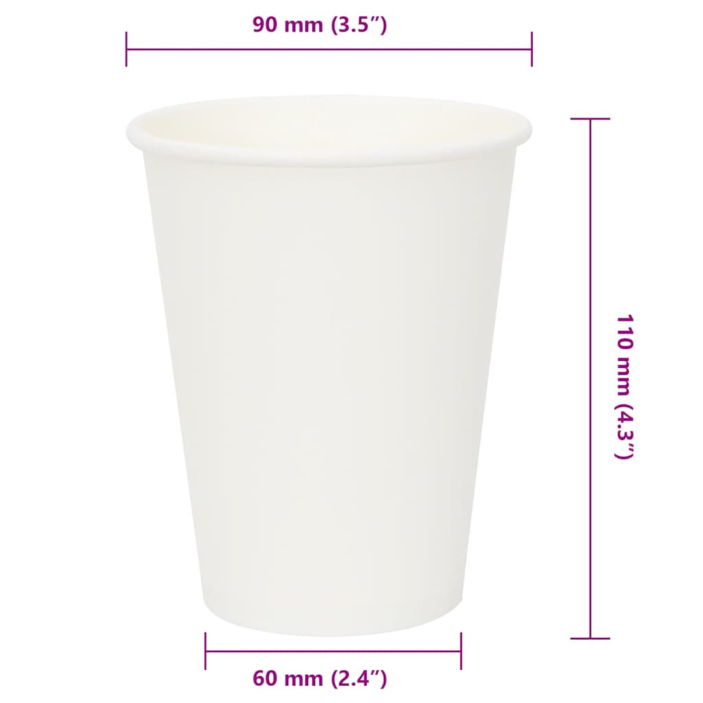 1000 db fehér papír kávéscsészék 12oz 300ml