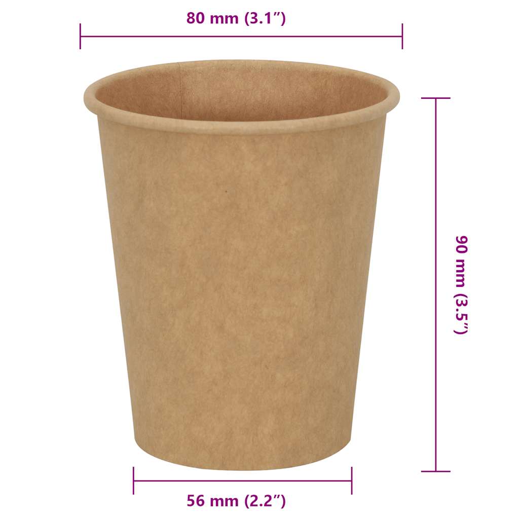 1000 db barna papír kávéscsészék 8oz 200ml