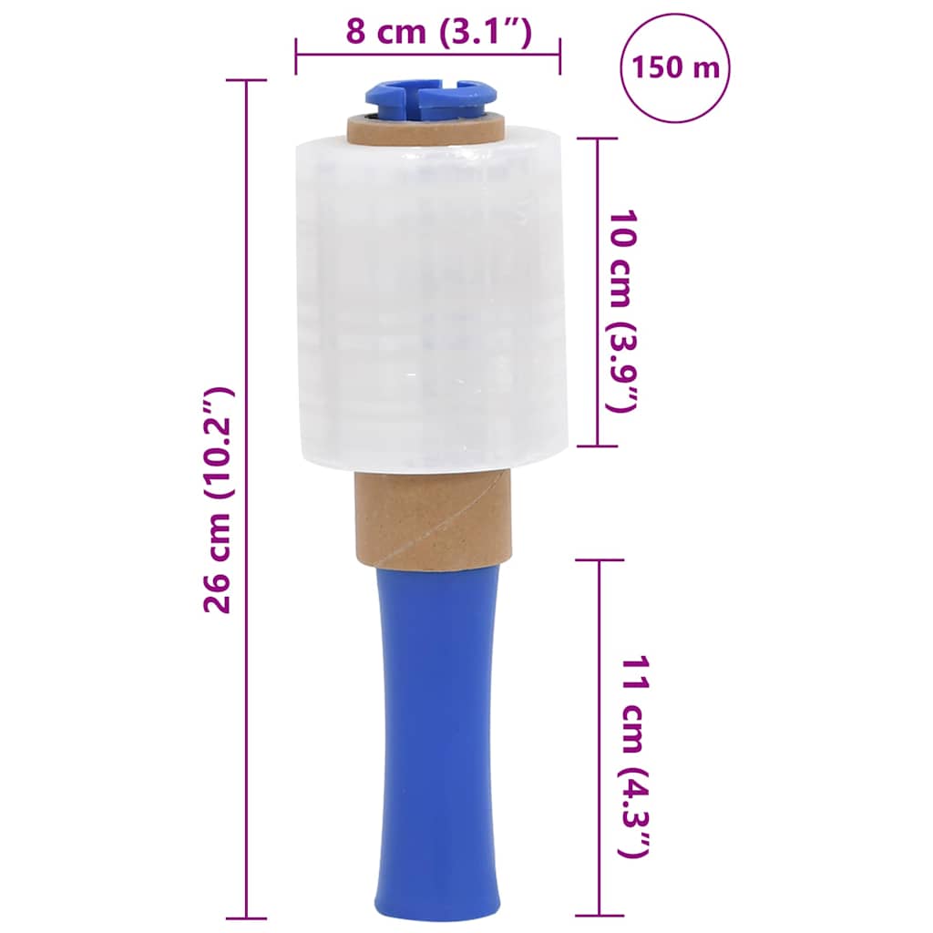 Stretch fólia fogantyúval 10 db átlátszó 23 μm 10 cm x 150 m