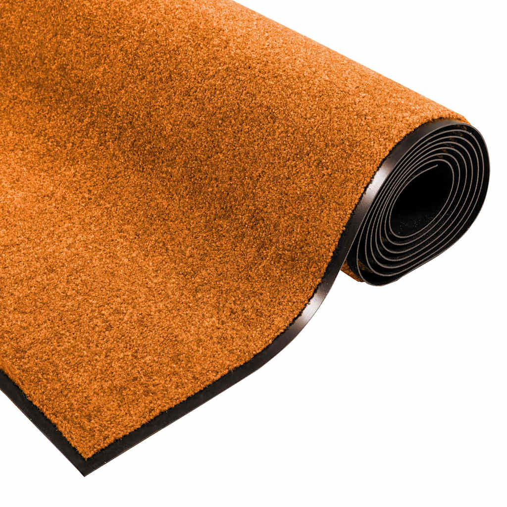 Ajtószőnyeg narancs és fekete 120 x 250 cm poliamid és pvc