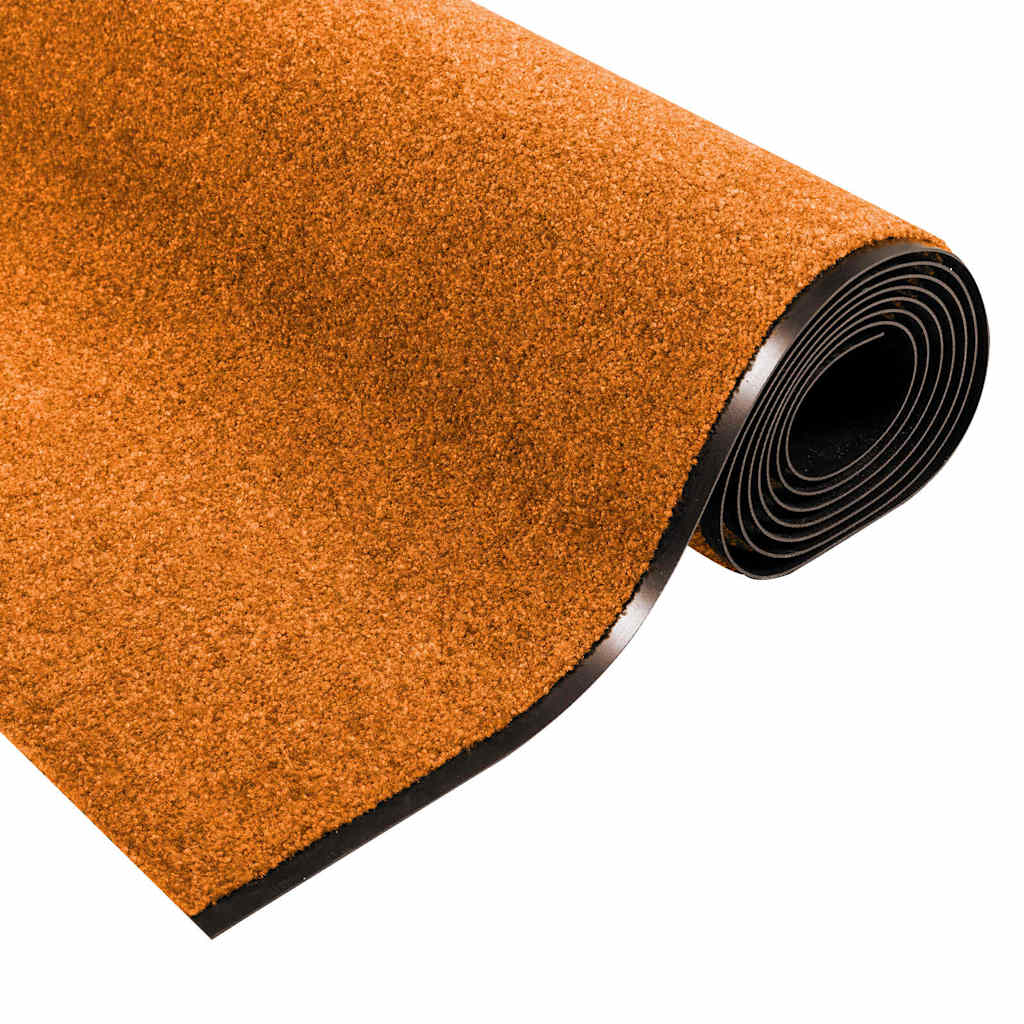 Ajtószőnyeg narancs és fekete 120 x 400 cm poliamid és pvc