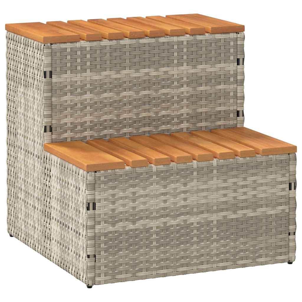 Pezsgőfürdő lépcső 50x50x50,5cm polyrattan és akácfa Pezsgőfürdő lépcső 50x50x50,5cm polyrattan és akácfa