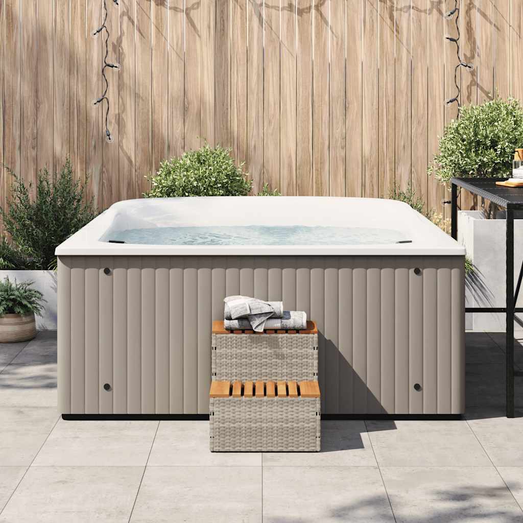 Pezsgőfürdő lépcső 50x50x50,5cm polyrattan és akácfa Pezsgőfürdő lépcső 50x50x50,5cm polyrattan és akácfa
