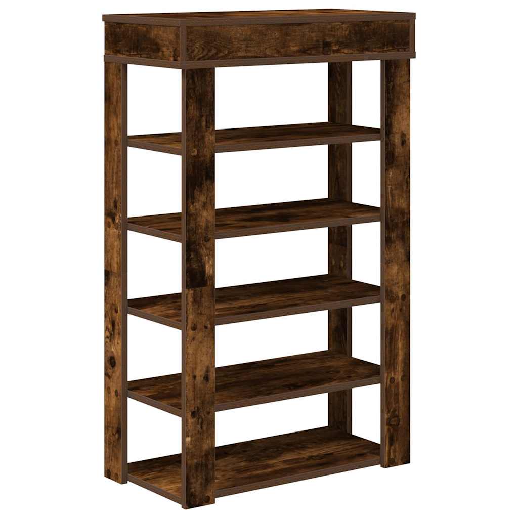 Füstös tölgy színű szerelt fa cipőtartó 60x30x98 cm