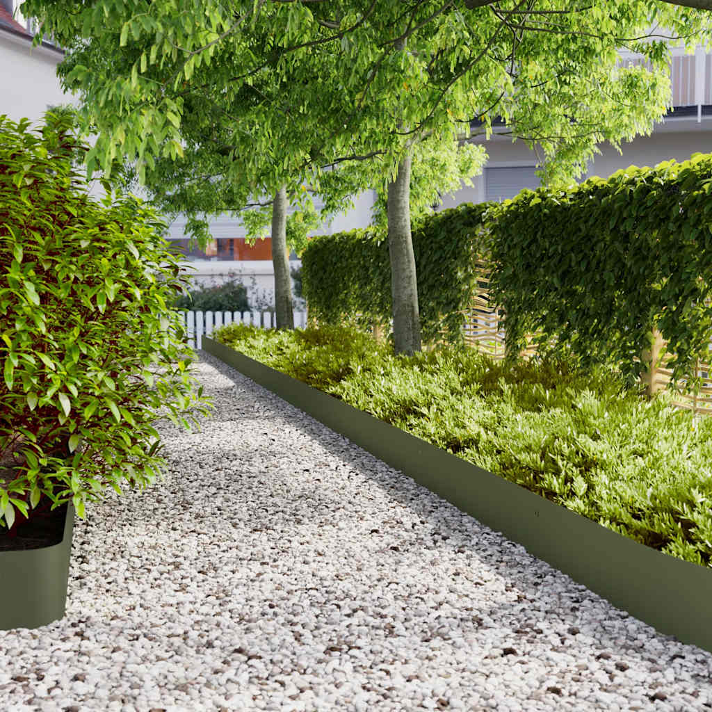 10 db olajzöld hidegen hengerelt acél gyepszegélyek 20x103 cm