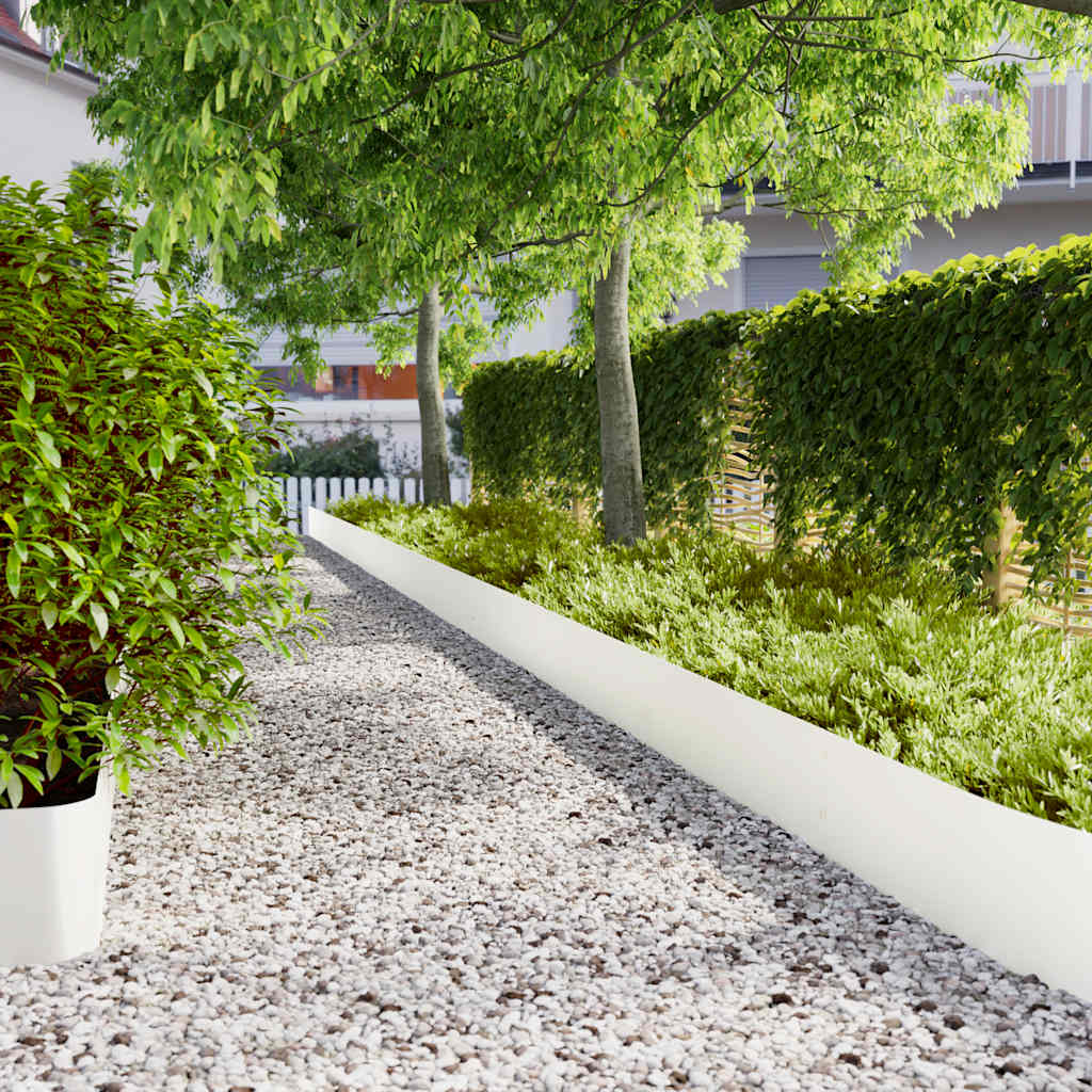 10 db fehér hidegen hengerelt acél gyepszegélyek 25x103 cm