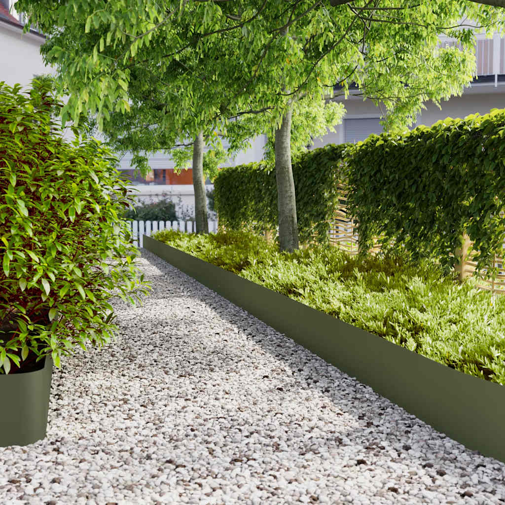 10 db olajzöld hidegen hengerelt acél gyepszegélyek 25x103 cm