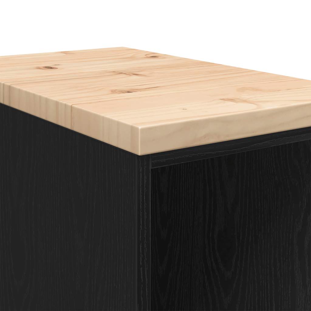 Garázs tárolószekrény fekete 30x51x85 cm tömörfa fenyőfa