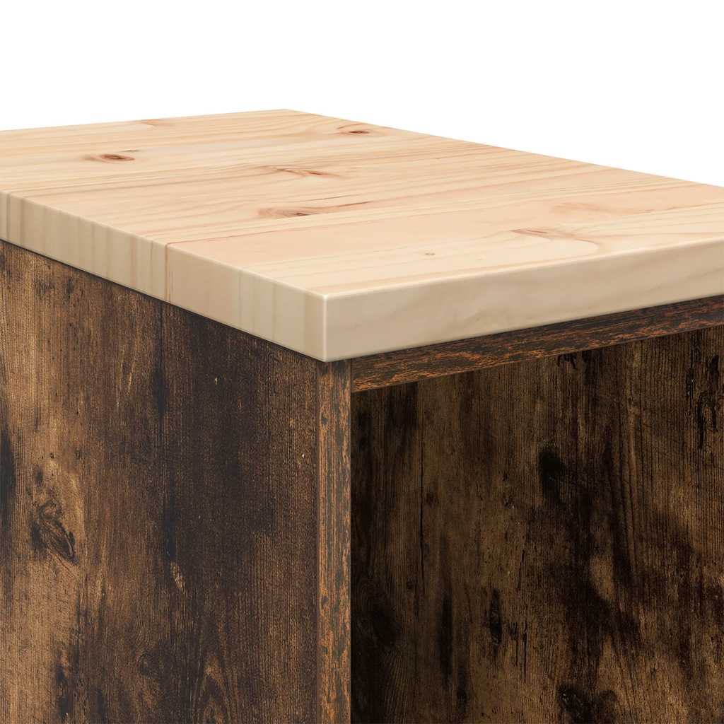 Garázs tárolószekrény füstölt tölgy 30x51x85 cm tömörfa fenyőfa