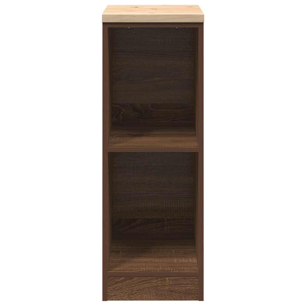 Garázs tárolószekrény barna tölgy 30x51x85 cm tömörfa fenyőfa