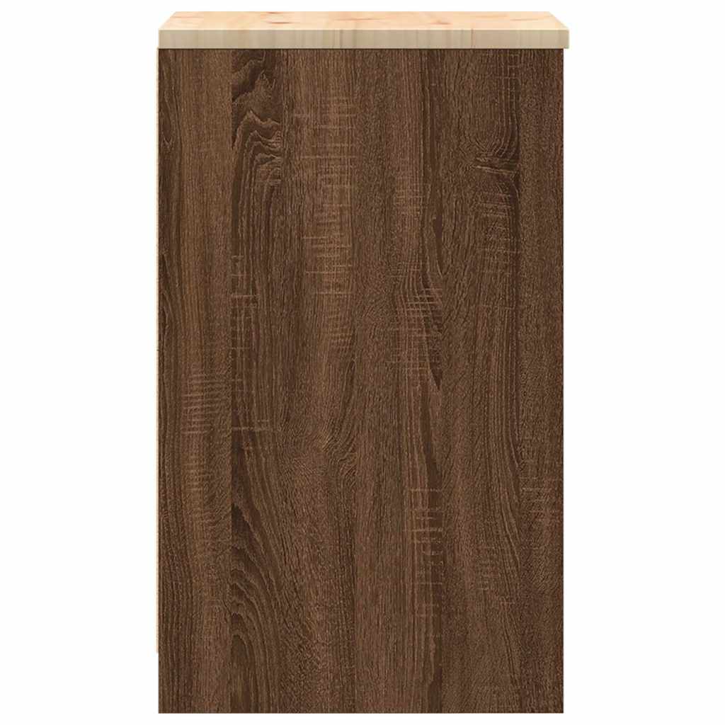 Garázs tárolószekrény barna tölgy 40x51x85 cm tömörfa fenyőfa