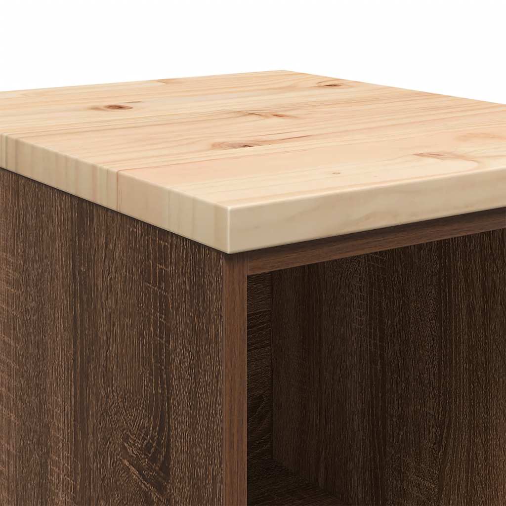 Garázs tárolószekrény barna tölgy 40x51x85 cm tömörfa fenyőfa