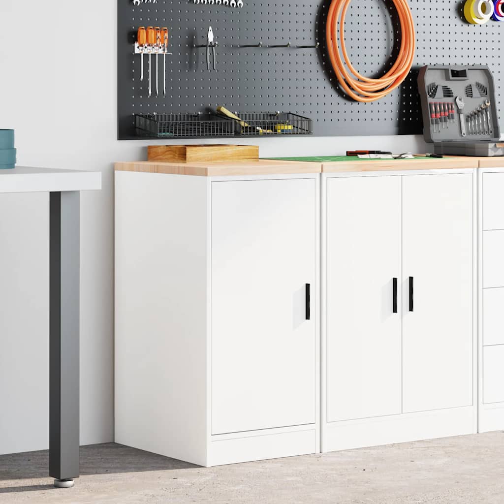 Garázs tárolószekrény fehér 40x51x85 cm tömörfa fenyőfa