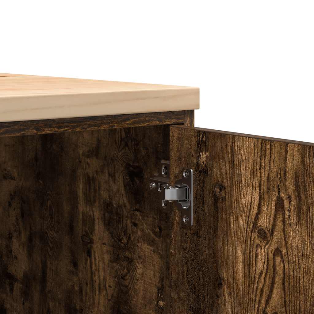 Garázs tárolószekrény füstölt tölgy 60x51x85 cm tömörfa fenyőfa