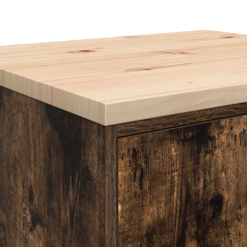 Garázs tárolószekrény füstölt tölgy 60x51x85 cm tömörfa fenyőfa