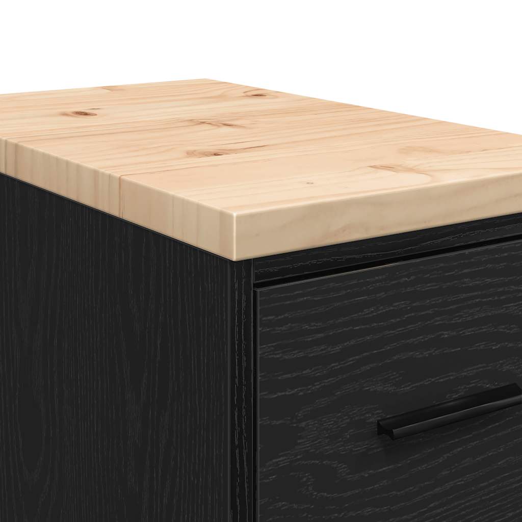 Garázs tárolószekrény fekete 30x51x85 cm tömörfa fenyőfa