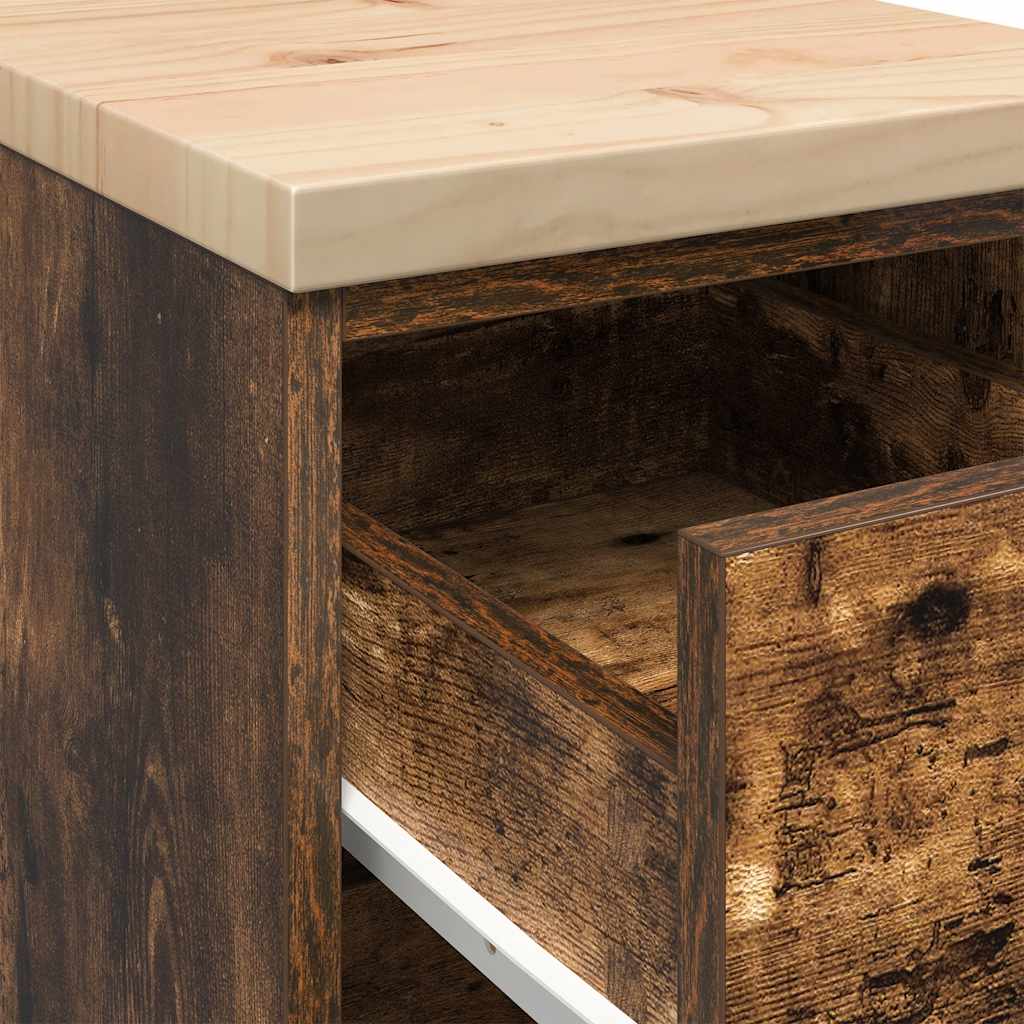 Garázs tárolószekrény füstölt tölgy 30x51x85 cm tömörfa fenyőfa