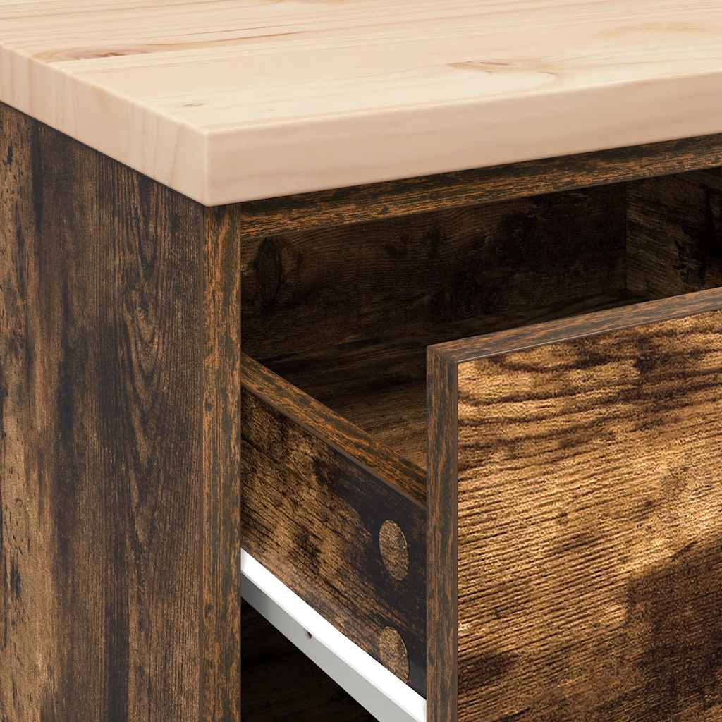 Garázs tárolószekrény füstölt tölgy 40x51x85 cm tömörfa fenyőfa