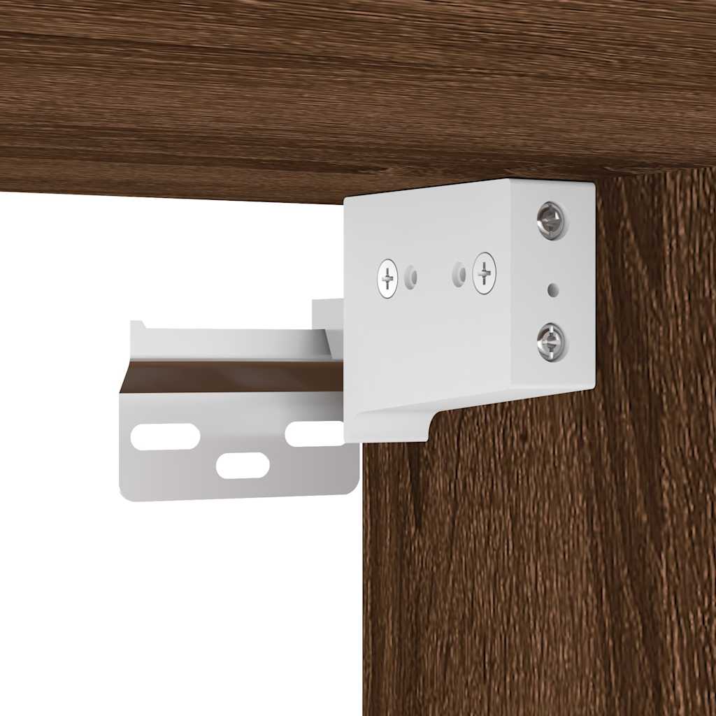 2 db barna tölgy színű szerelt fa garázs fali szekrények