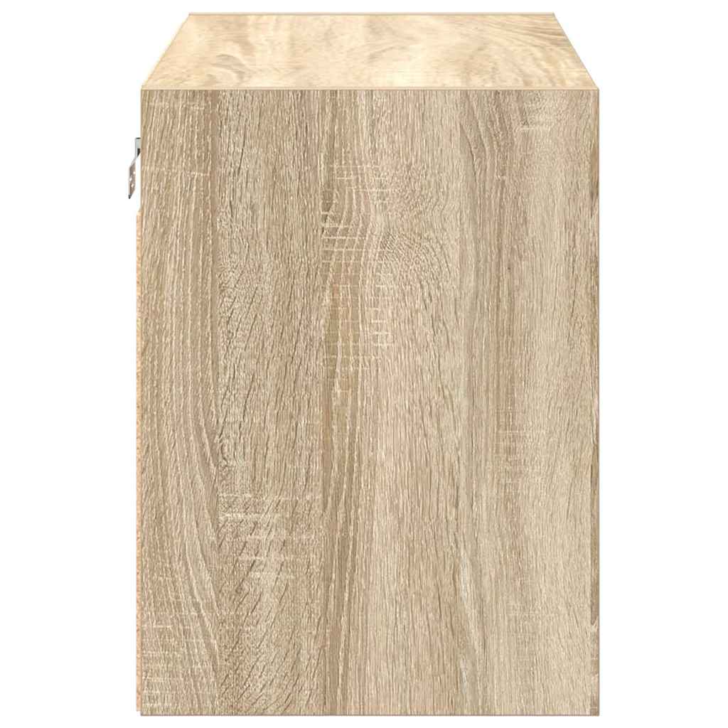 2 db sonoma tölgy színű szerelt fa garázs fali szekrények