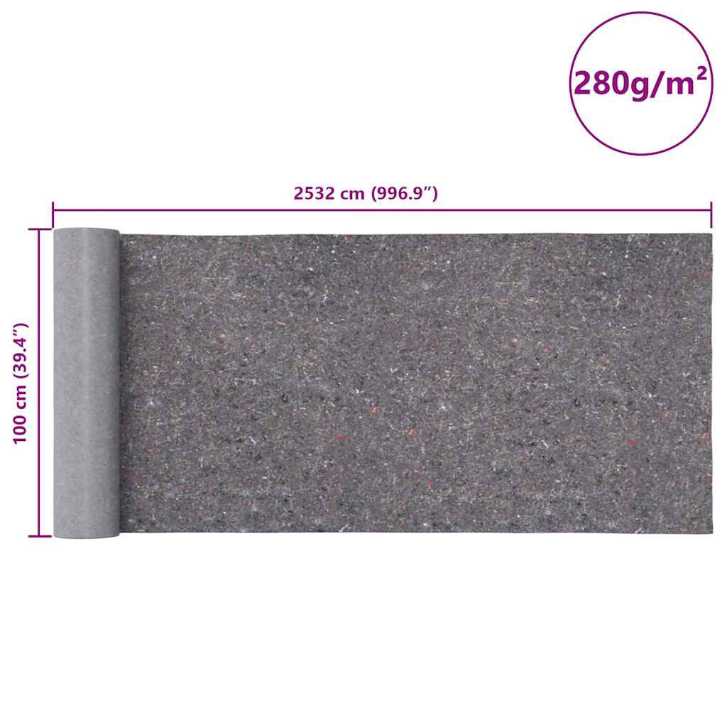 Szürke csúszásmentes takarófilc 25 m 280 g/m²