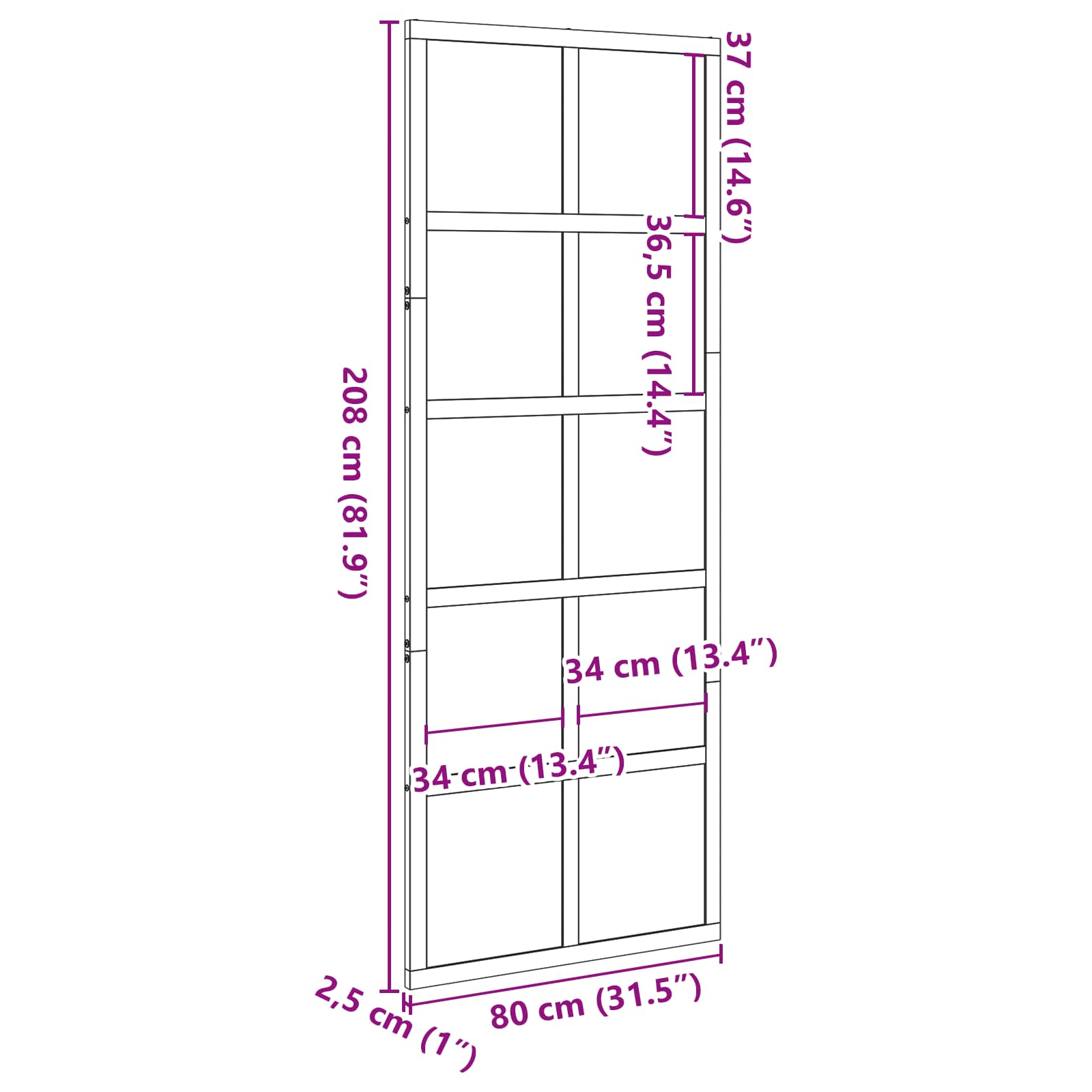 Istállóajtó viaszbarna 80 x 208 cm tömör fenyőfa