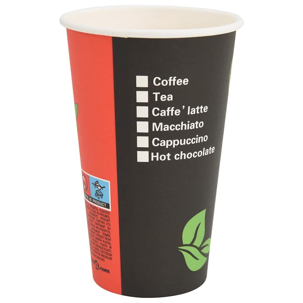 1000 db papír kávéscsészék fedővel 16oz 400ml