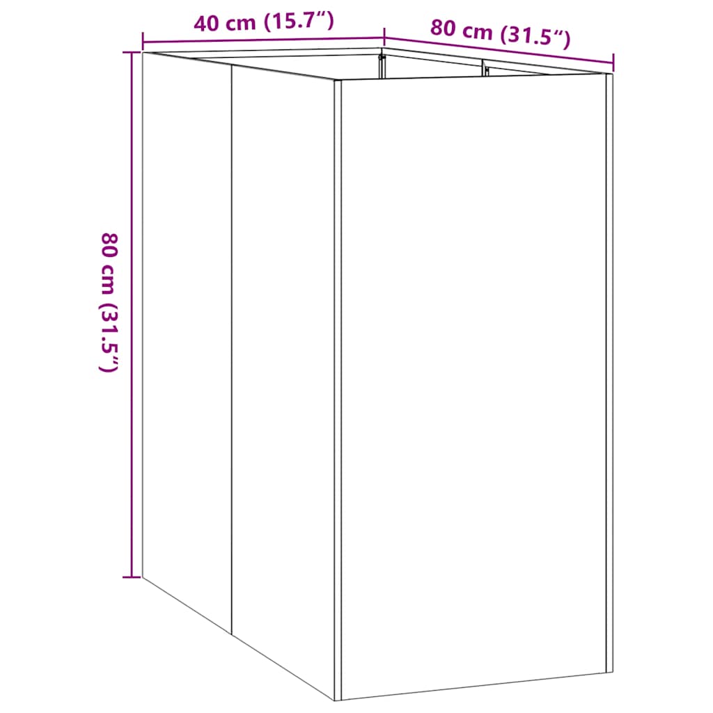 Ültetvény fekete 40x80x80 cm acél