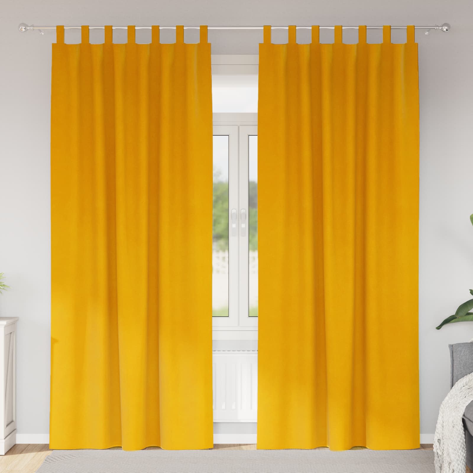 Sötétítő függönyök 2 pcs mustár sárga 140 x 245 cm bársony