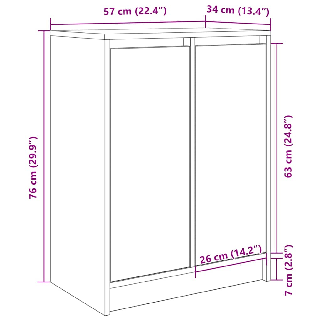 Antik fa színű szerelt fa cipőszekrény 57x34x76 cm
