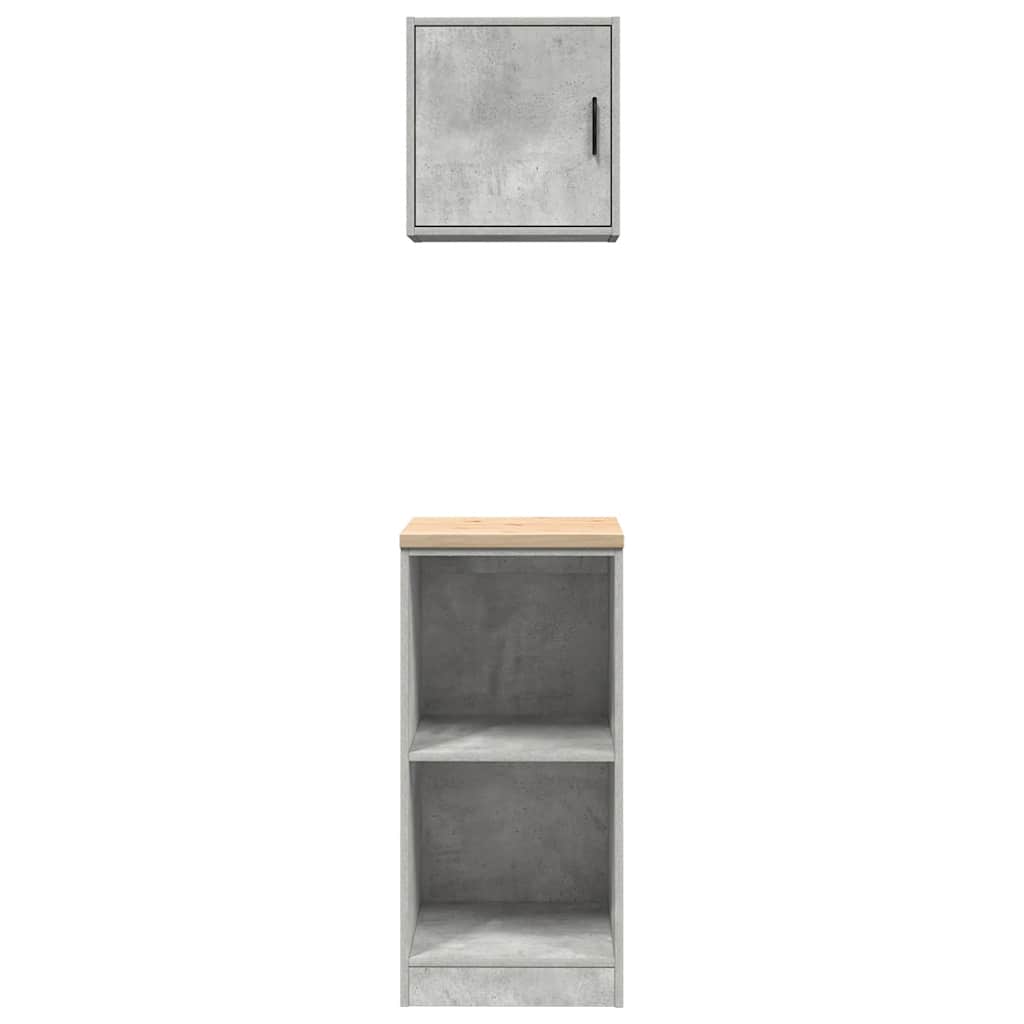 2 db betonszürke szerelt fa garázs szekrények