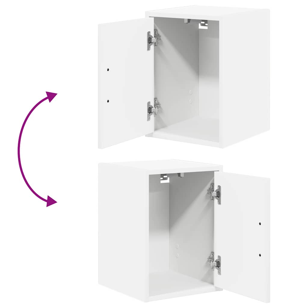 2 db fehér szerelt fa garázs szekrények