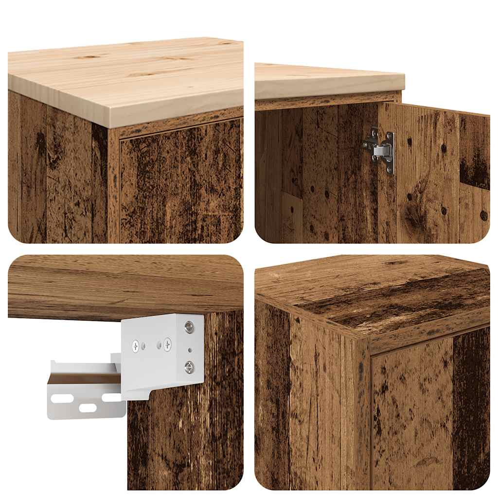 2 db antik fa színű szerelt fa garázs szekrények