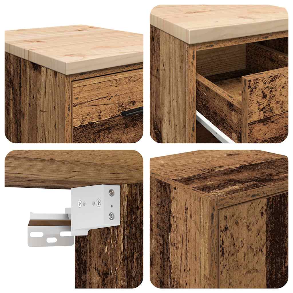 2 db antik fa színű szerelt fa garázs szekrények