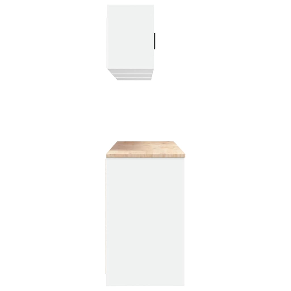 6 db fehér szerelt fa garázs szekrények